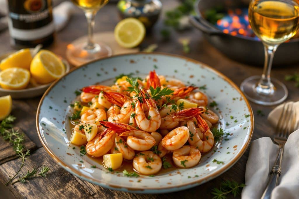 Gambas flambées au pastis