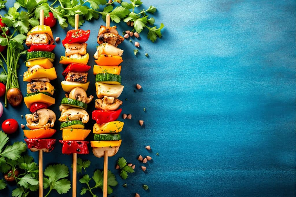 brochettes de légumes marinés