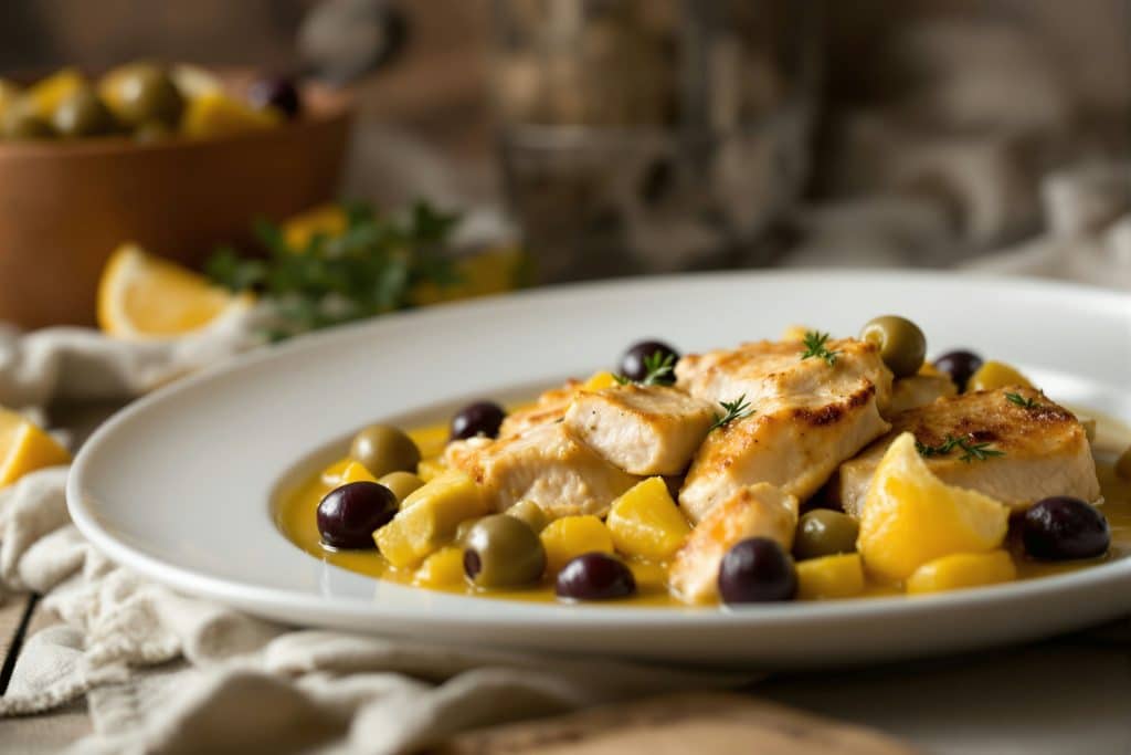 Poulet au citron et aux olives