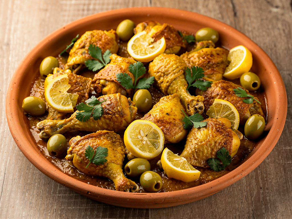 Tajine de poulet aux citrons confits