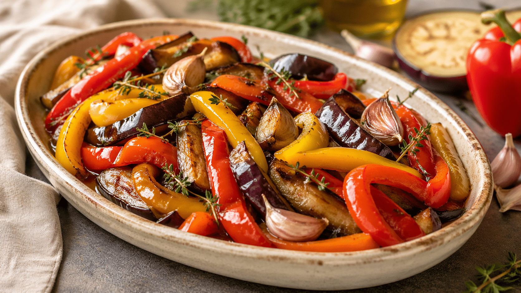 Poivrons et aubergines confits