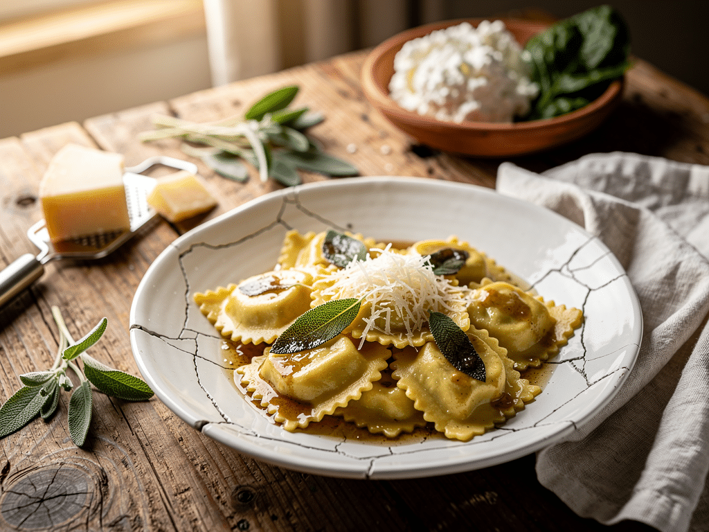 Raviolis ricotta épinards