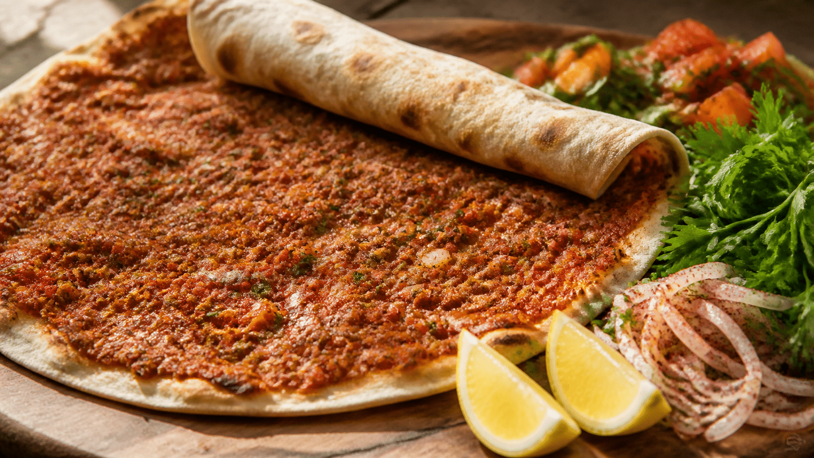 Lahmacun turc  prêt à servir