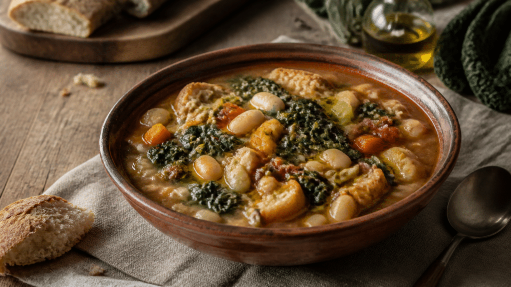 Ribollita toscane au pain et aux haricots prêt à servir